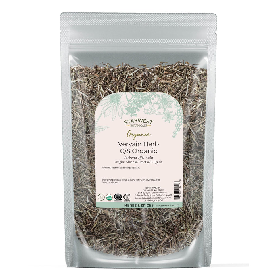 Starwest Botanicals vervain dried loose leaves ideal for teas and blends