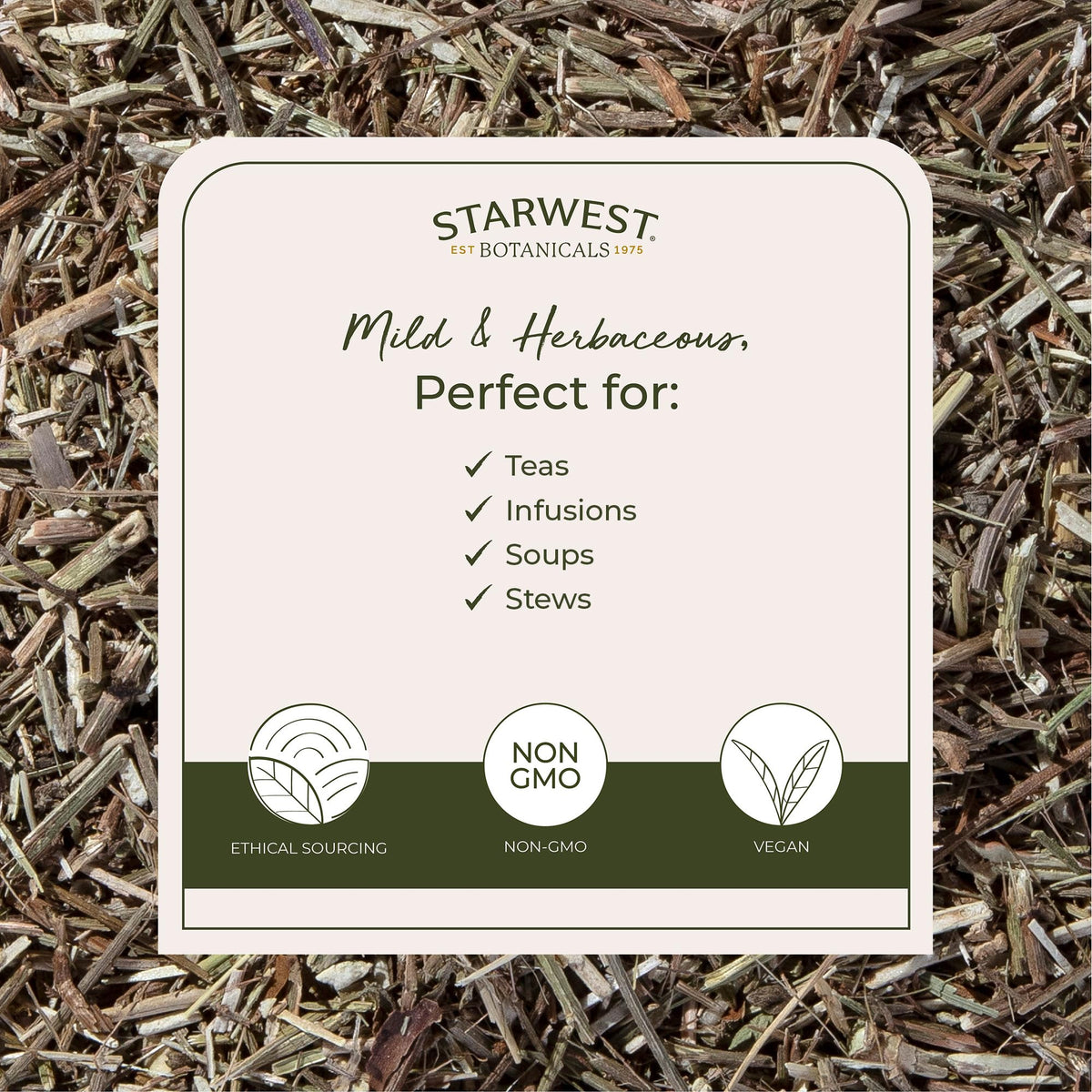 Starwest Botanicals vervain in a cup for a soothing tea