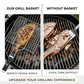 Stauffer Retail detachable handle enables safe heat management during backyard cooking.