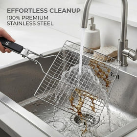 Stauffer Retail lockable design keeps food intact while flipping on hot grills.