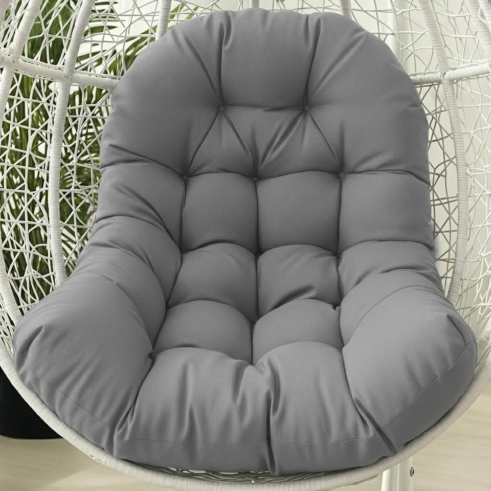 STAYDEN Egg Chair Cushion 47x35x6 inches ready for outdoor relaxation on a hanging chair.
