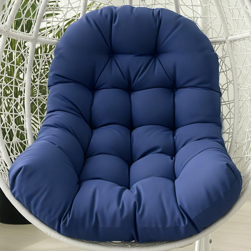 STAYDEN Egg Chair Cushion blue close up stitching shows durable elastic fill