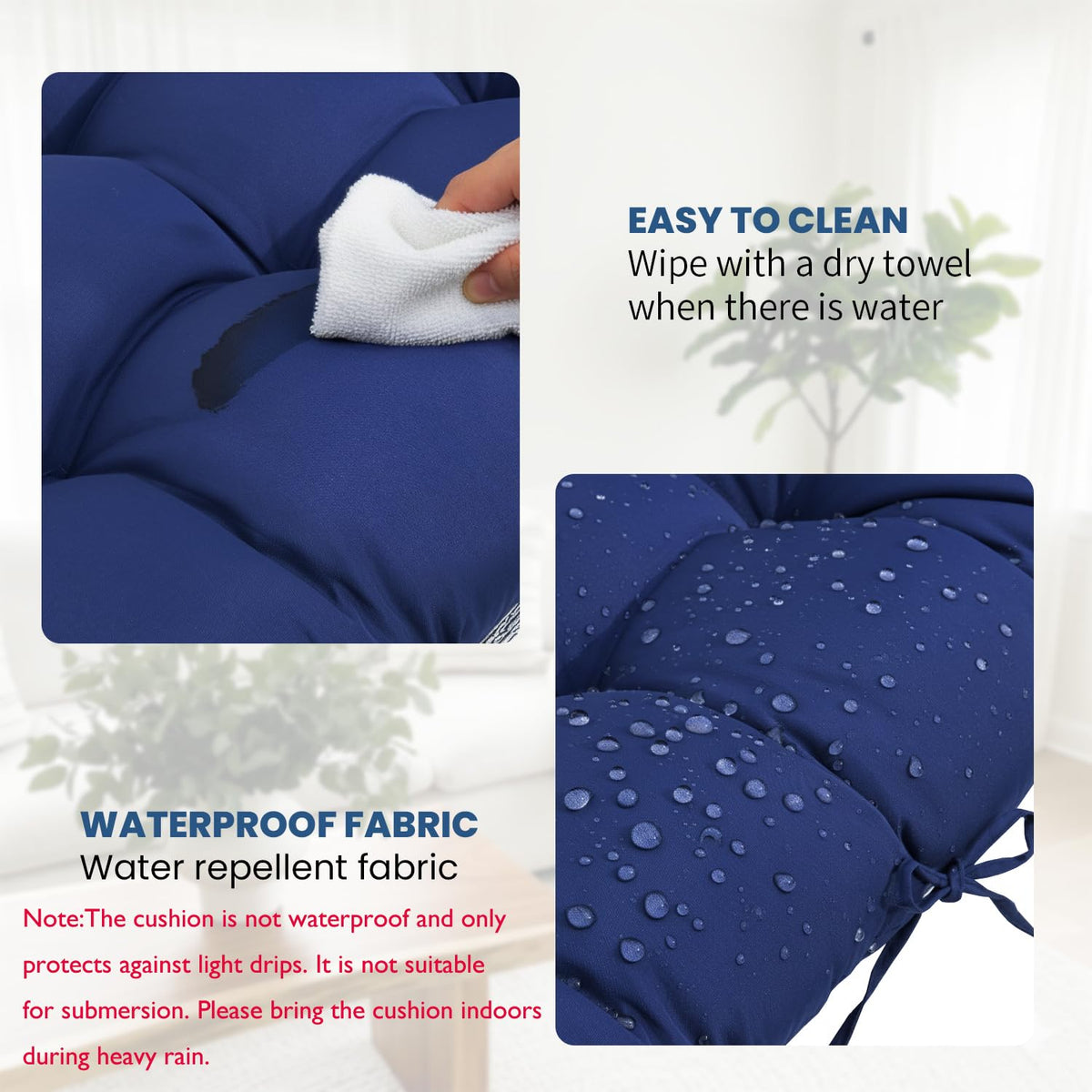 STAYDEN Egg Chair Cushion blue packaged vacuum ready for unpacking