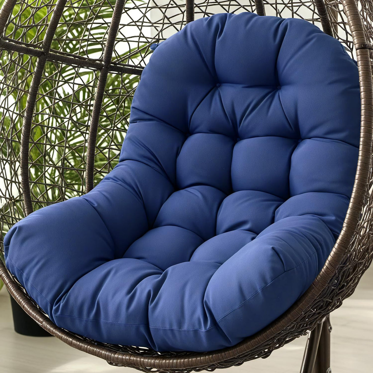 STAYDEN Egg Chair Cushion blue patio setup complements outdoor space