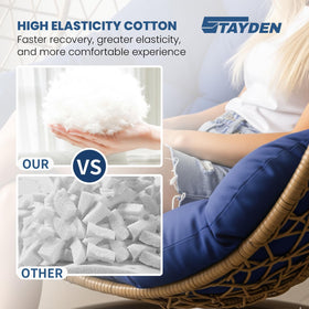 STAYDEN Egg Chair Cushion blue side view with reinforced straps