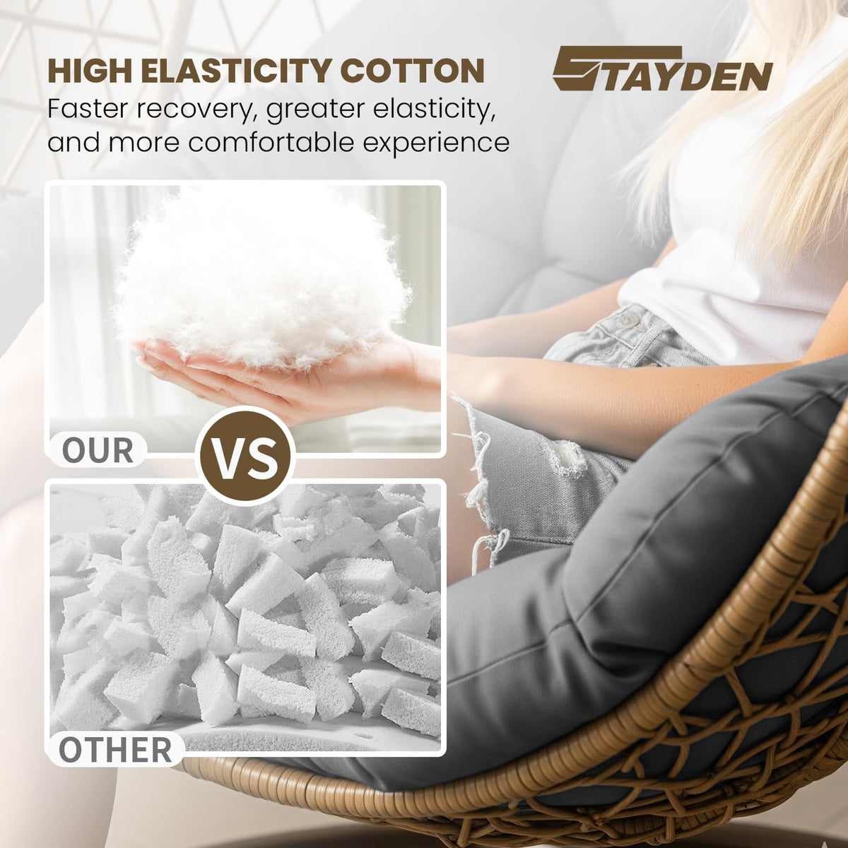 STAYDEN 300D fabric offers light drip protection for casual outdoor use.