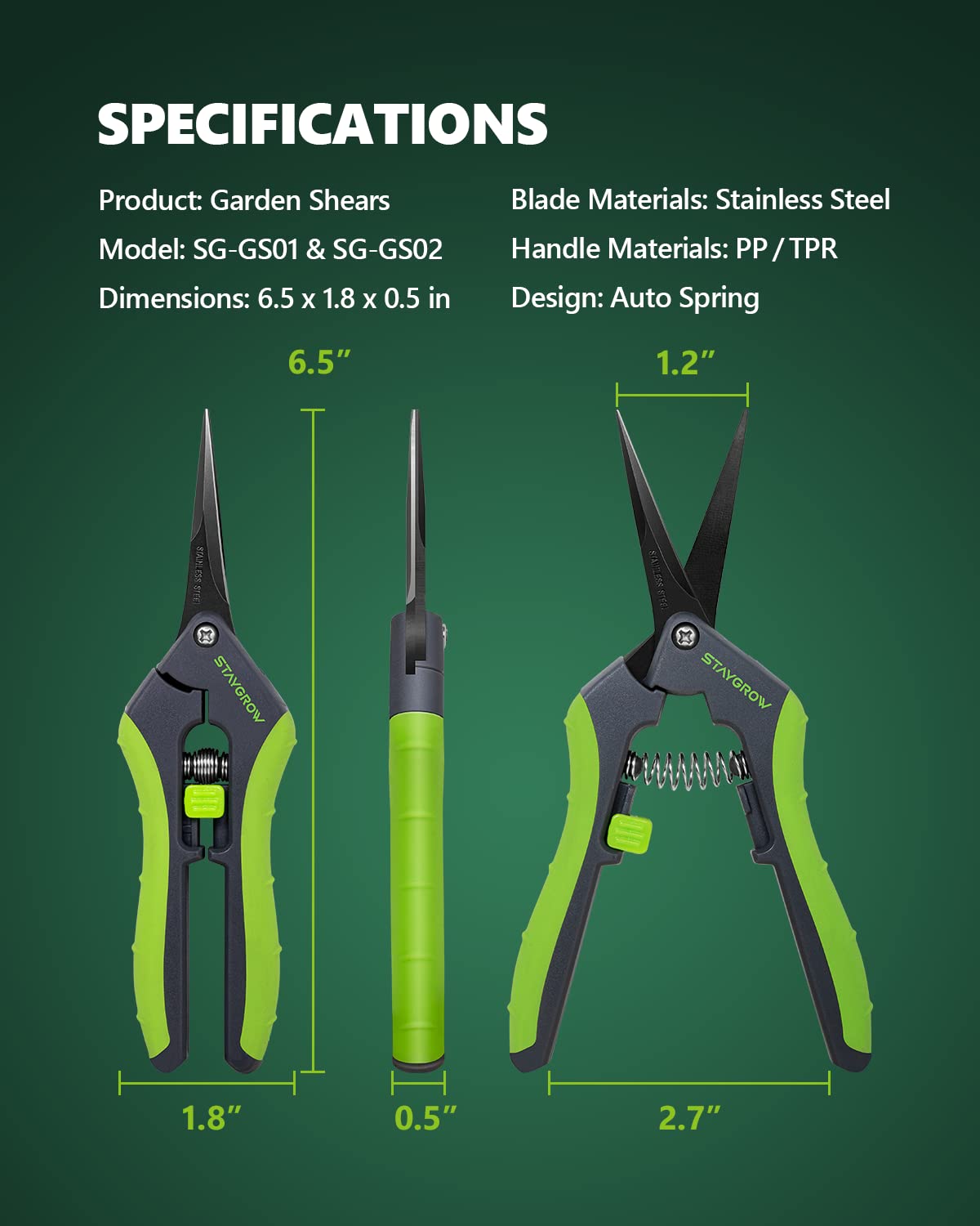 STAYGROW stainless steel blades durable for garden trimming