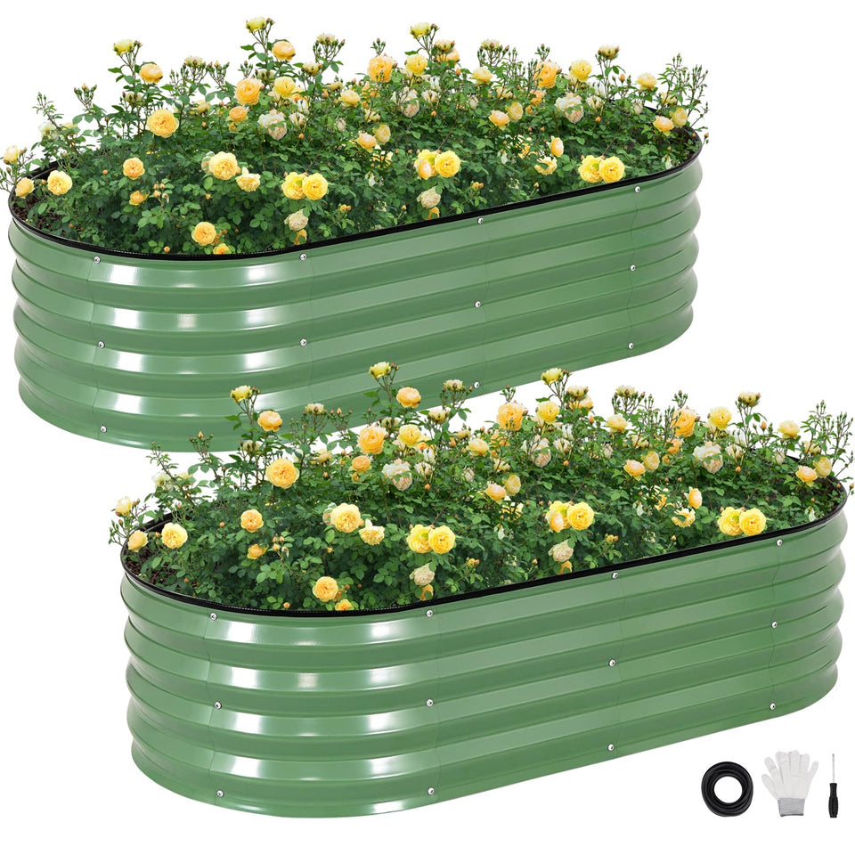 STBoo galvanized raised bed olive green 4x2x1ft two-pack for vegetables and herbs