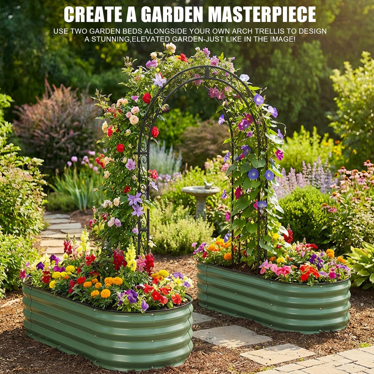 STBoo metal raised bed kit with oval planter box for garden beds