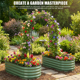 STBoo metal raised bed kit with oval planter box for garden beds