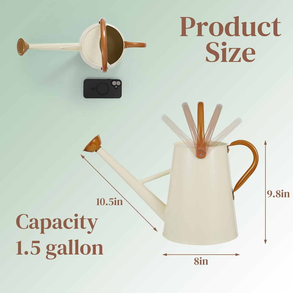 Stdemarzo 1.5-gallon capacity watering can lowers refills for multiple plants.