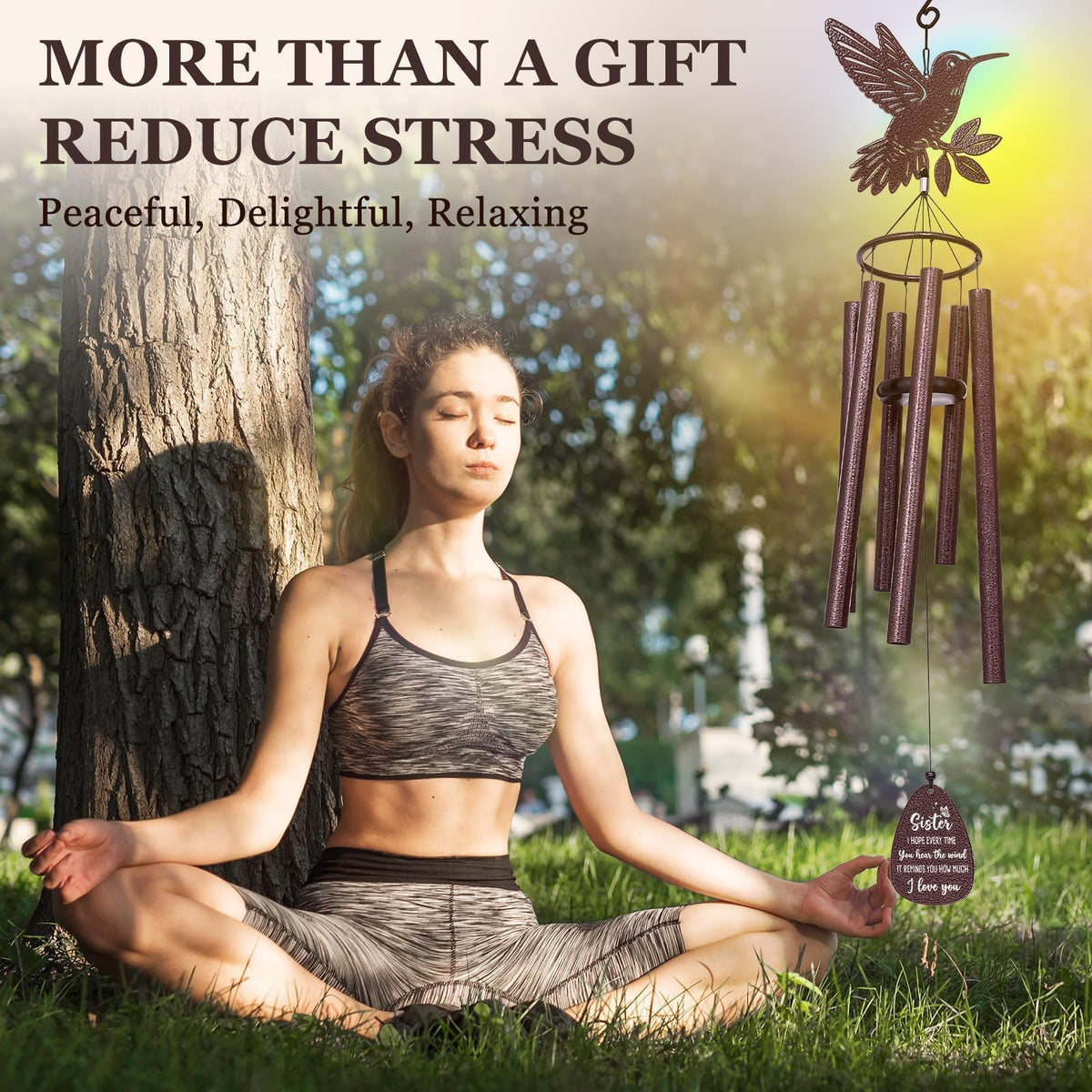 SteadStyle wind chime hummingbird accents and aluminum tubes create soothing outdoor tones