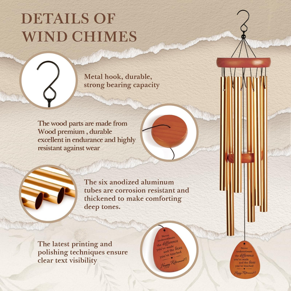 SteadStyle wind chime with nylon rope offers durable display.