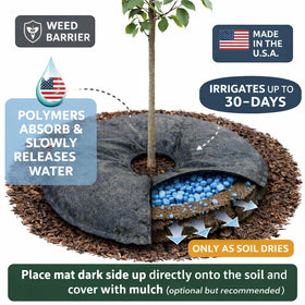 SteadySpring 24in tree water mat for dry-season use.