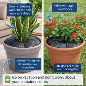 SteadySpring mat outdoors recharges with rain to extend watering intervals