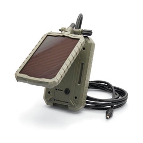 Stealth Cam Sol-Pak solar panel powers wireless trail cameras with 12V output.