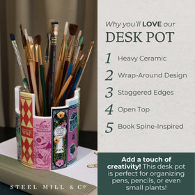 Steel Mill & Co ceramic desk pot small plant vase on a desk.
