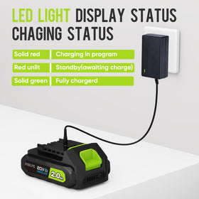 Steelite 21V packaging with two batteries included, complete cleanup kit.