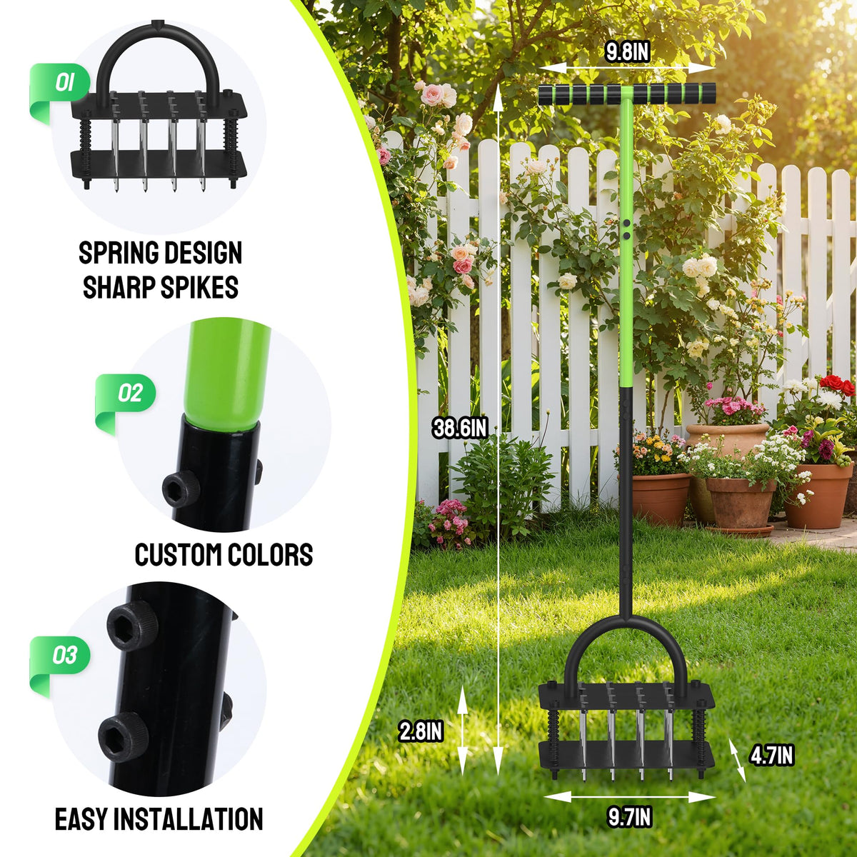 Steelite Cushioned T-handle enhances grip during long aeration sessions