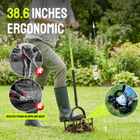 Steelite Lawn Aerator demonstrating self-cleaning mechanism during use