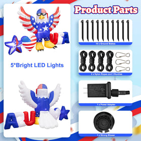 Stegosaurus eagle with USA star and heart motifs for patriotic flair