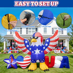 Stegosaurus wide yard display showcasing American pride during holidays