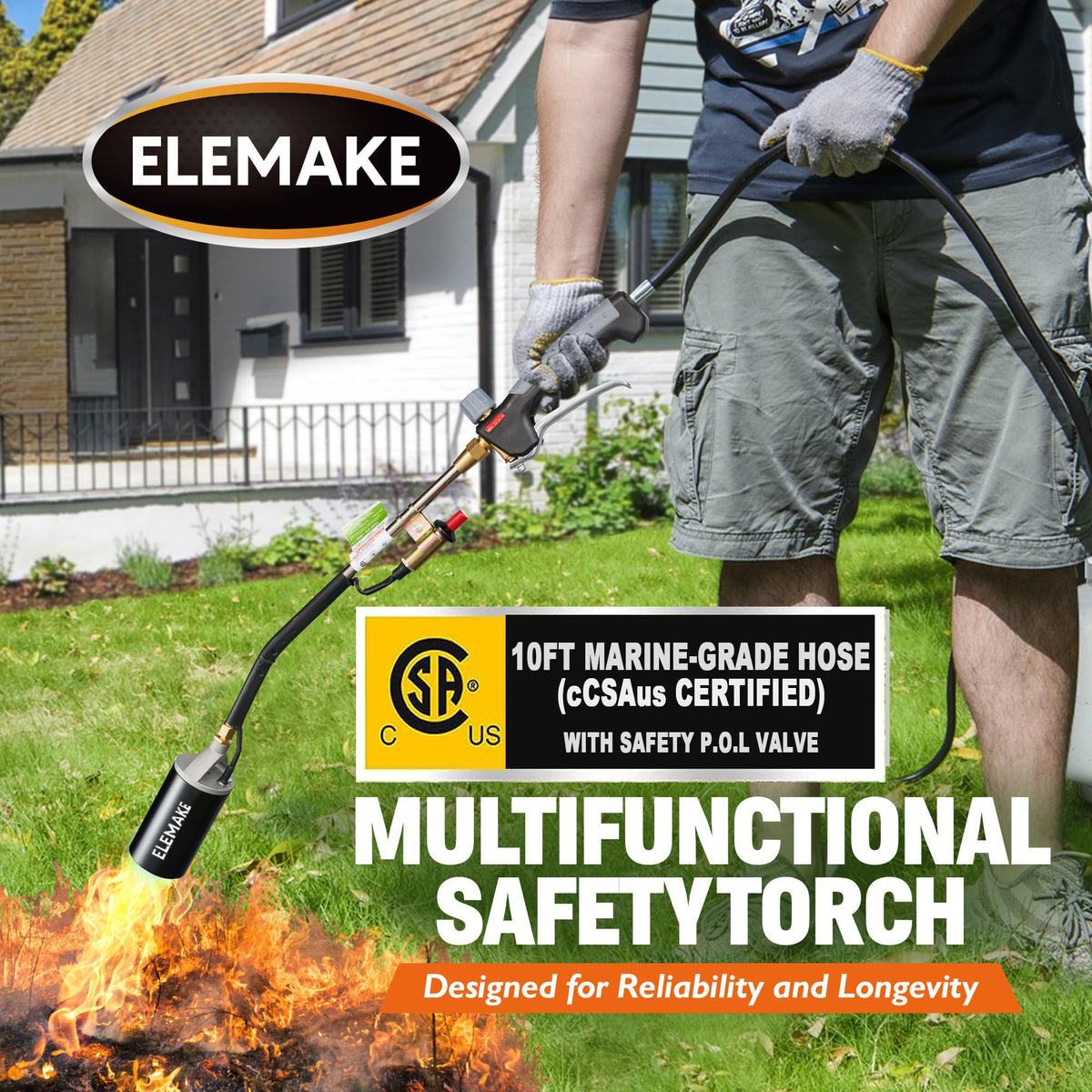 Steinbruecke propane torch with 10ft hose for extended reach in yards