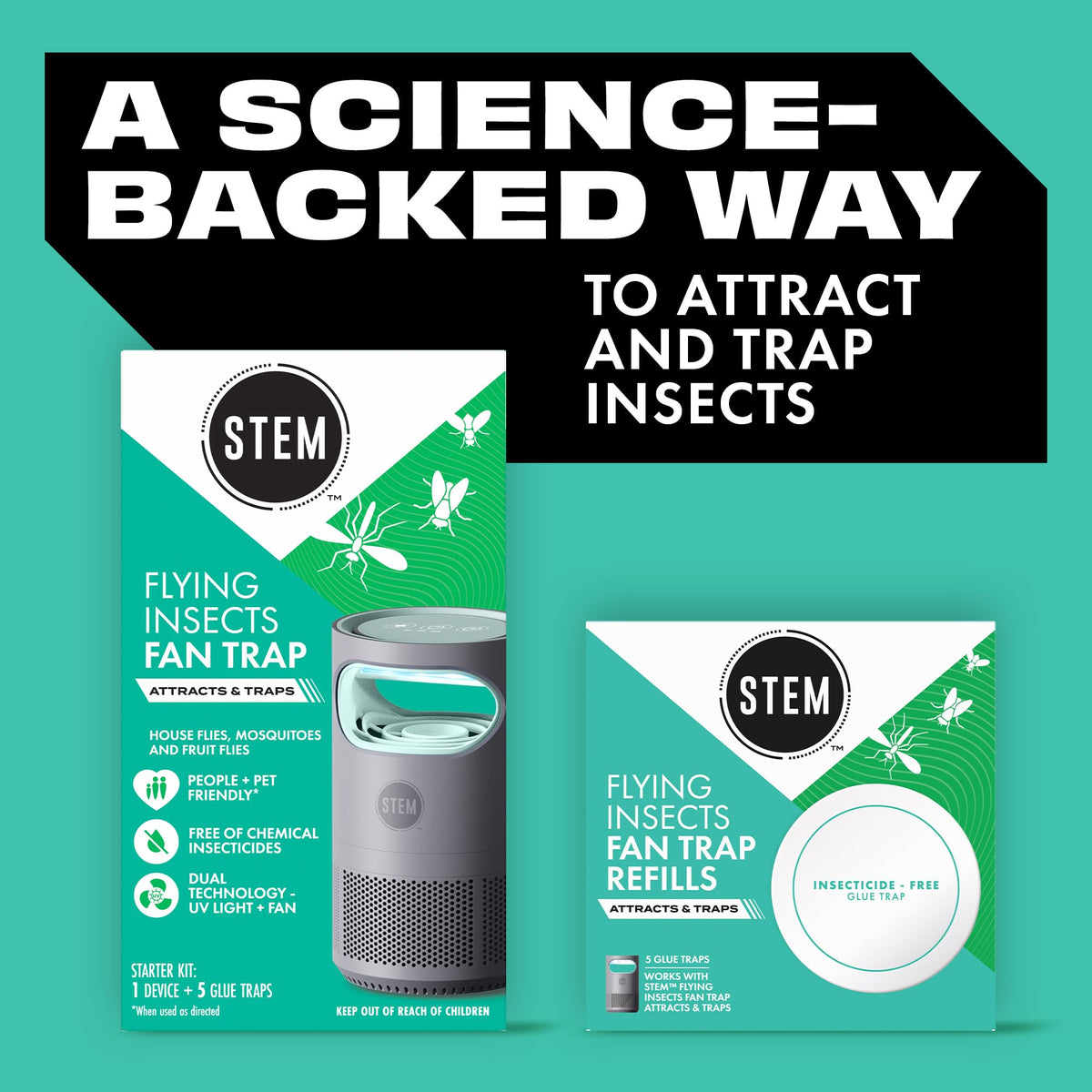 STEM Flying Insect Fan Trap starter kit with device and refills