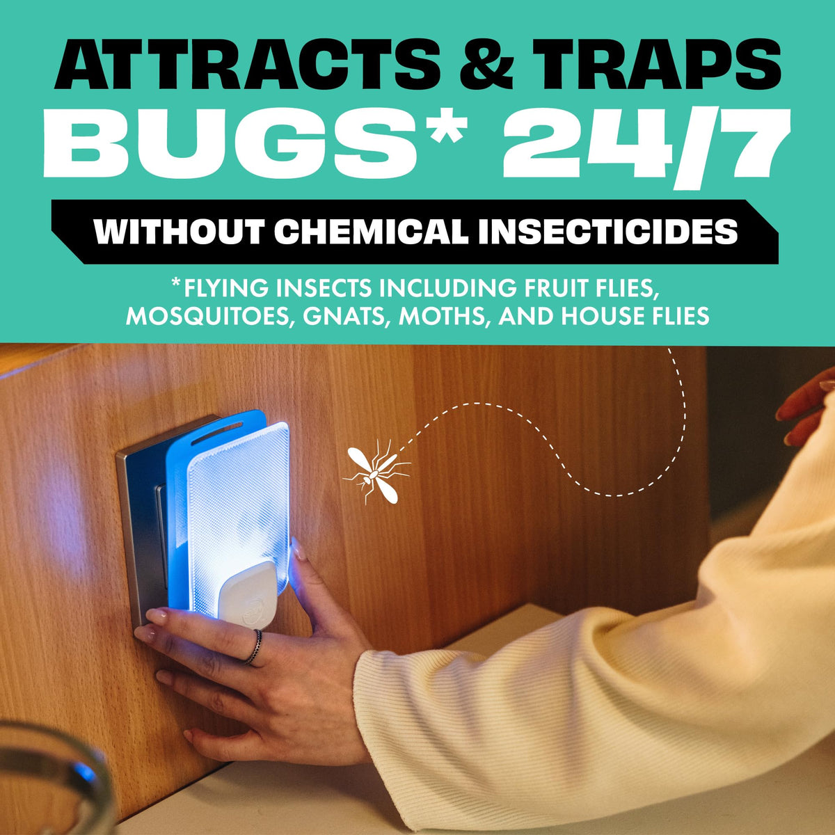 STEM Light Trap refill showcases gnat-trapping cartridge ideal for kitchen areas.