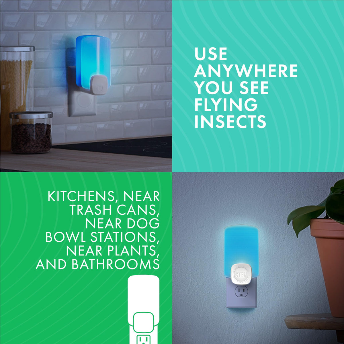 STEM Light Trap refill plugged into outlet with 90-degree rotation