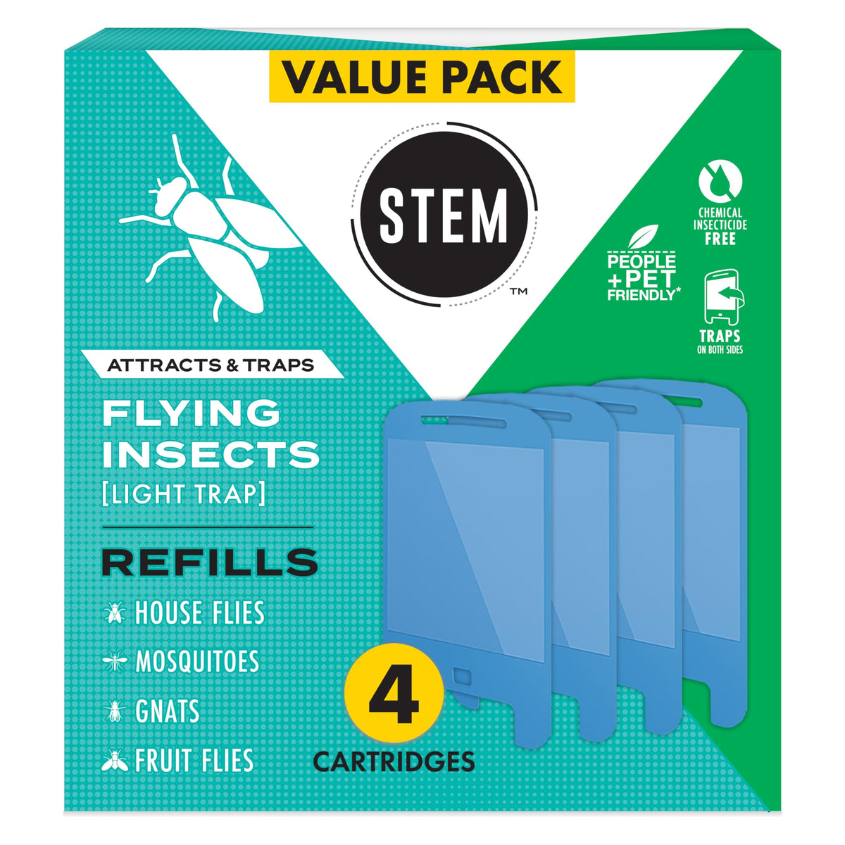 STEM Light Trap refill package ready for home use, odorless pest control.