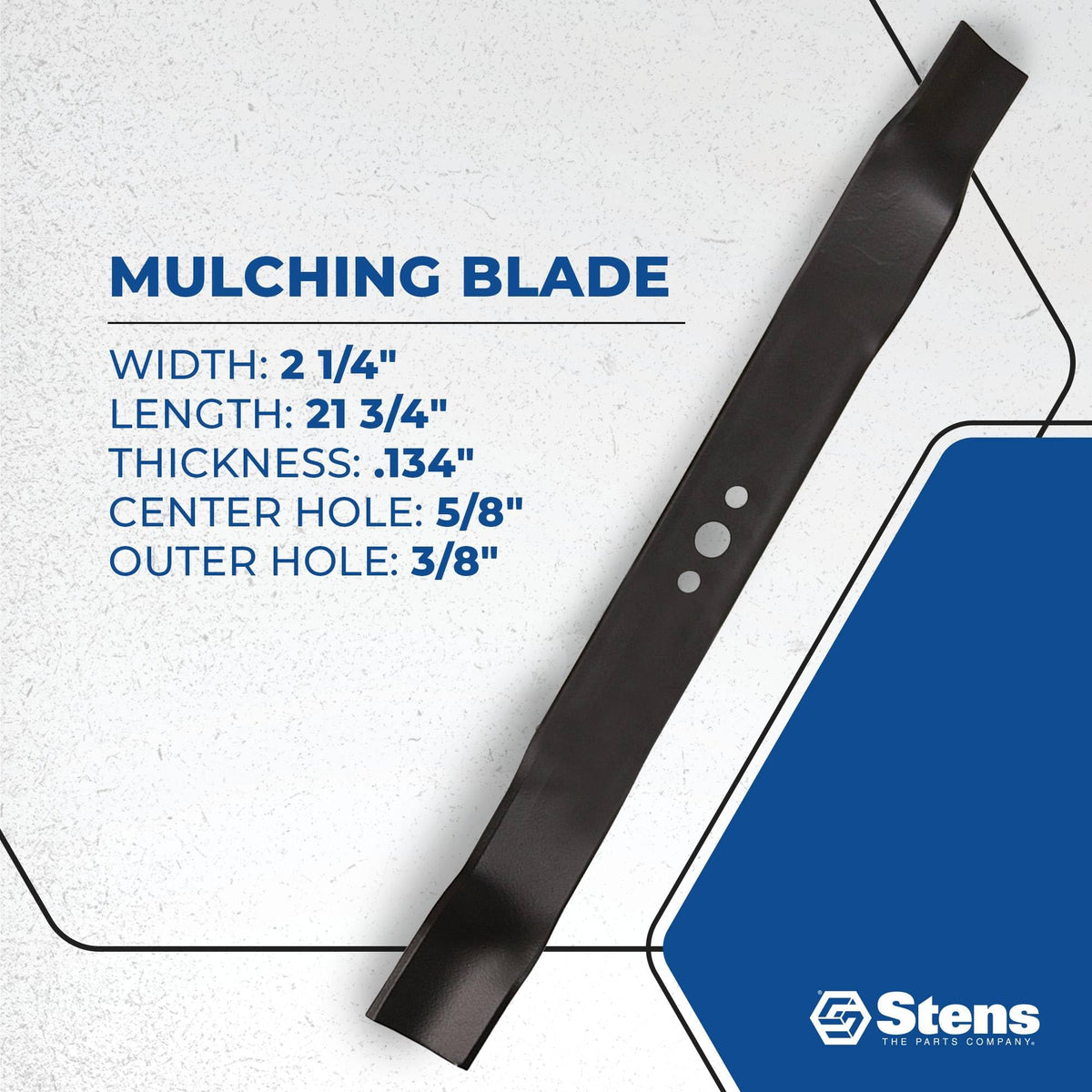Stens 340-137 mulching blade rounded centre hole design in action