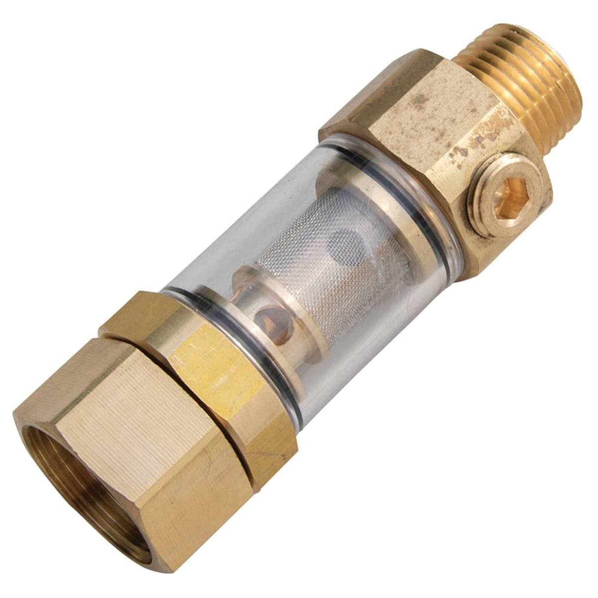 Stens inlet filter 758-503 with 3/4in inlet and 1/2in outlet for outdoor water systems and debris reduction.