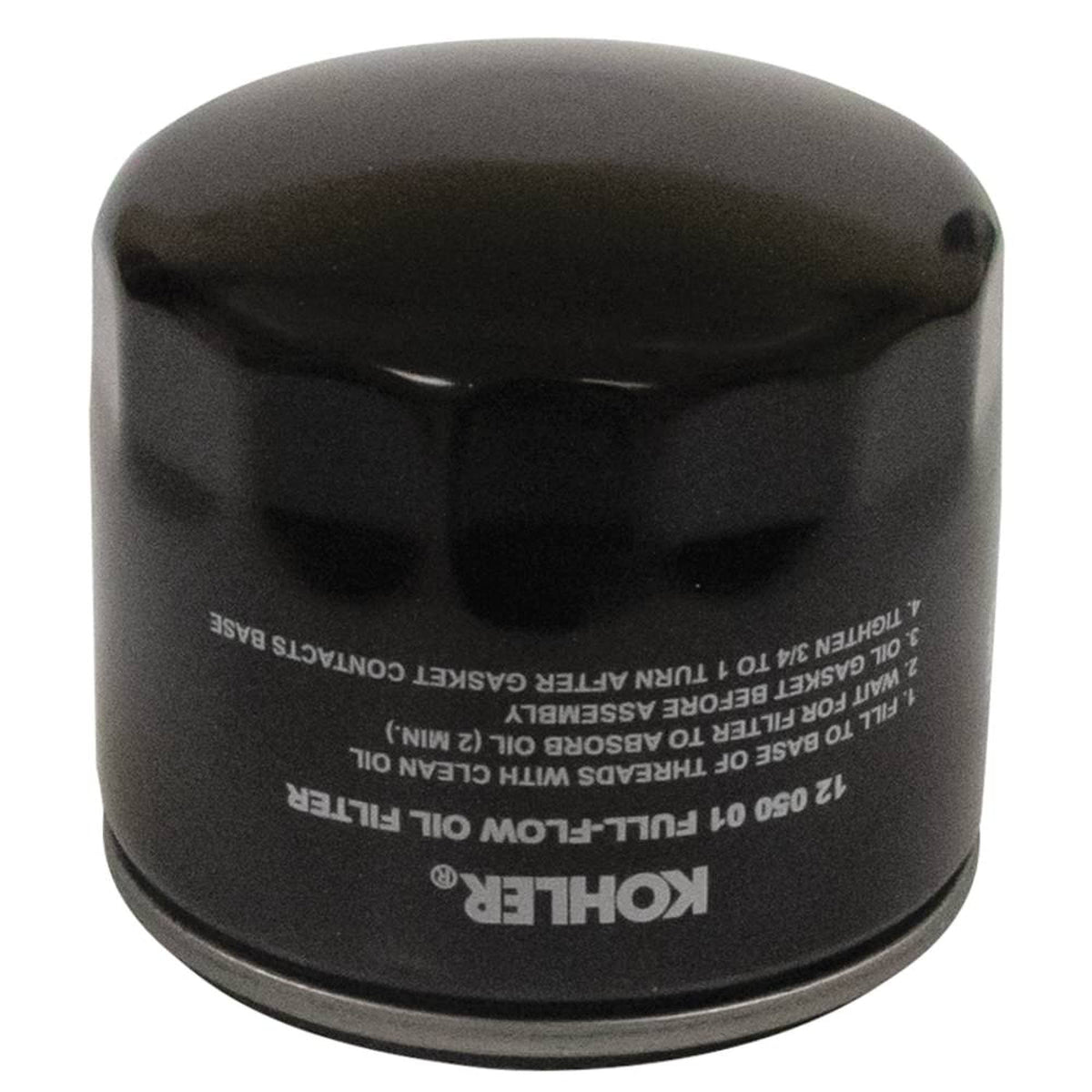 Stens 055-105 oil filter for Kohler engines, close-up on filter body.