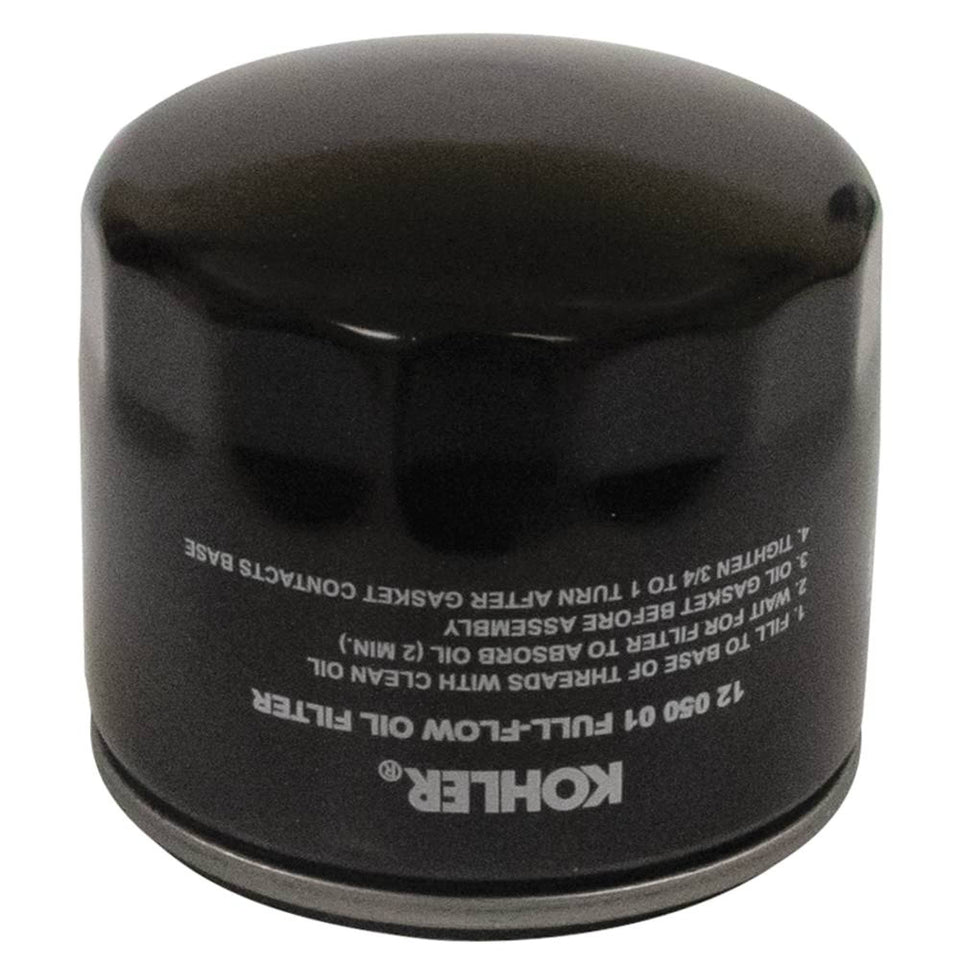Stens 055-105 oil filter for Kohler engines, close-up on filter body.