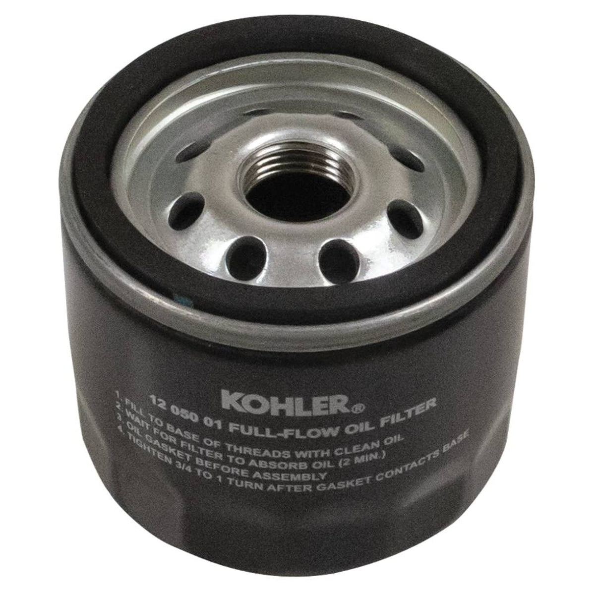 Stens 055-105 oil filter, Kohler label close-up for quick identification.