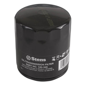 Stens oil filter 120-345 front view for Onan, Kohler, and similar engine installations.