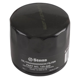 Stens oil filter side view, compatible with 3/4-16 threads on Kohler engines.