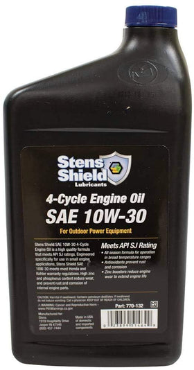 Stens Shield 770-132 label closeup shows zinc wear protection.