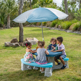 Step2 Sun & Fun Picnic Table kids seated for snacks and crafts