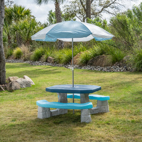 Step2 Sun & Fun Picnic Table side view showing roomy seating for six