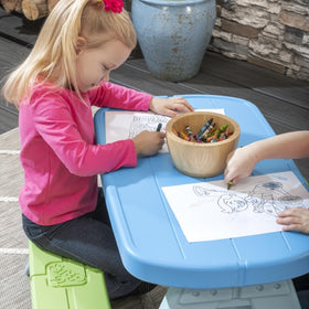 Step2 Sun & Shade model folds flat for compact storage when not in use.