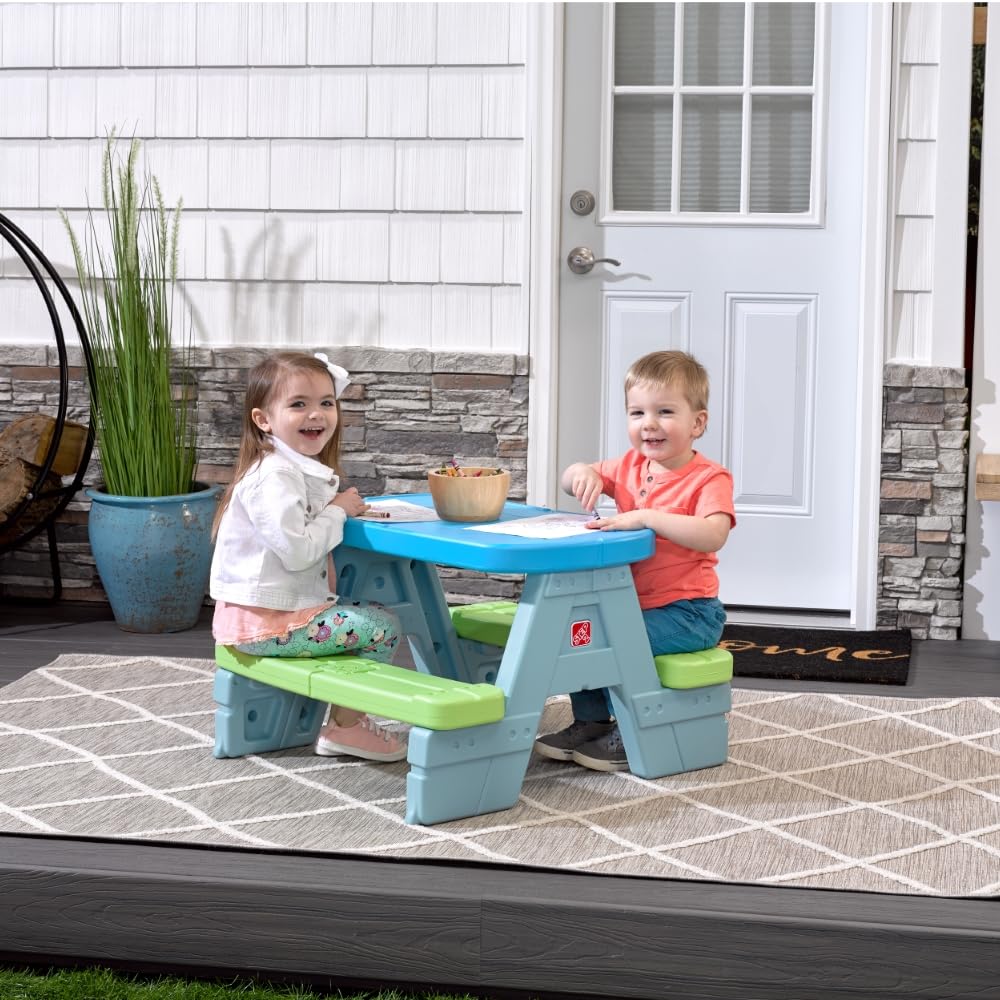 Step2 Sun & Shade table with removable umbrella shown for versatile indoor and outdoor play.