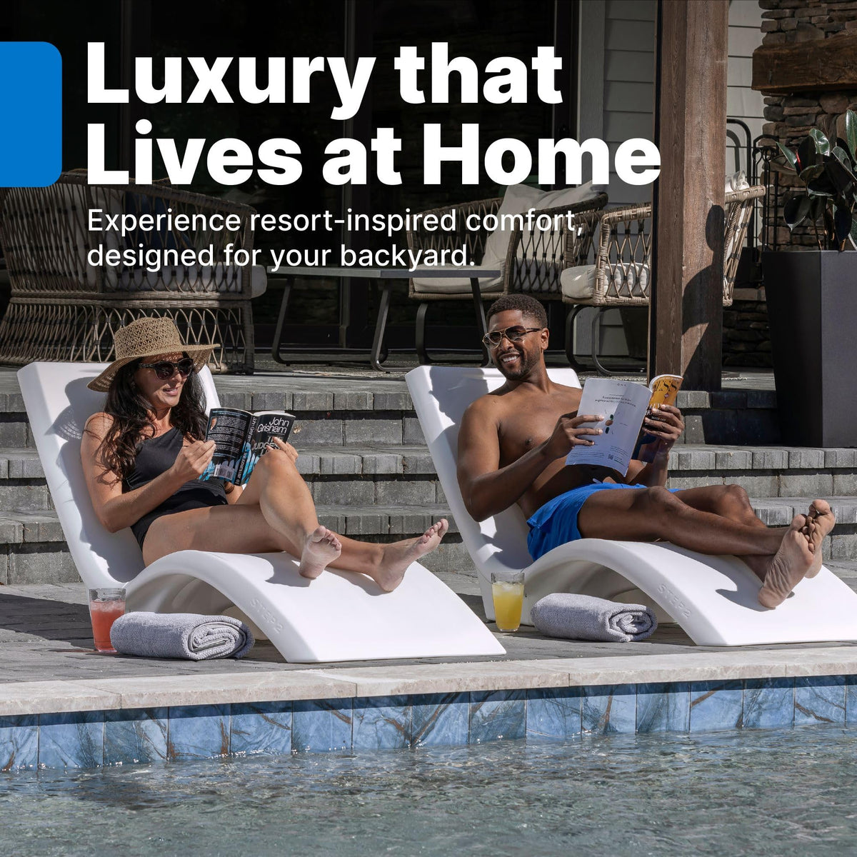 Step2 Vero Pool Lounger side view highlights ergonomic fit for all-day comfort.