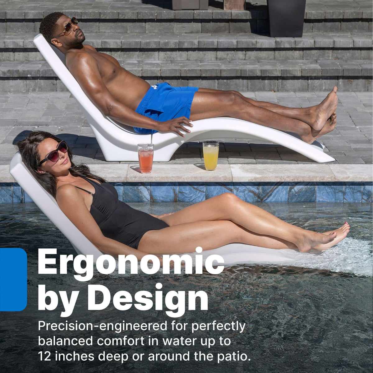 Step2 Vero Pool Lounger weight cavity demonstrates sand-weight stability feature.