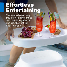 Step2 Vero side table used poolside for coffee, snacks, and drinks.
