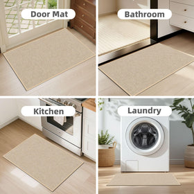 StepAura beige doormat with rubber backing stays in place on dry floors