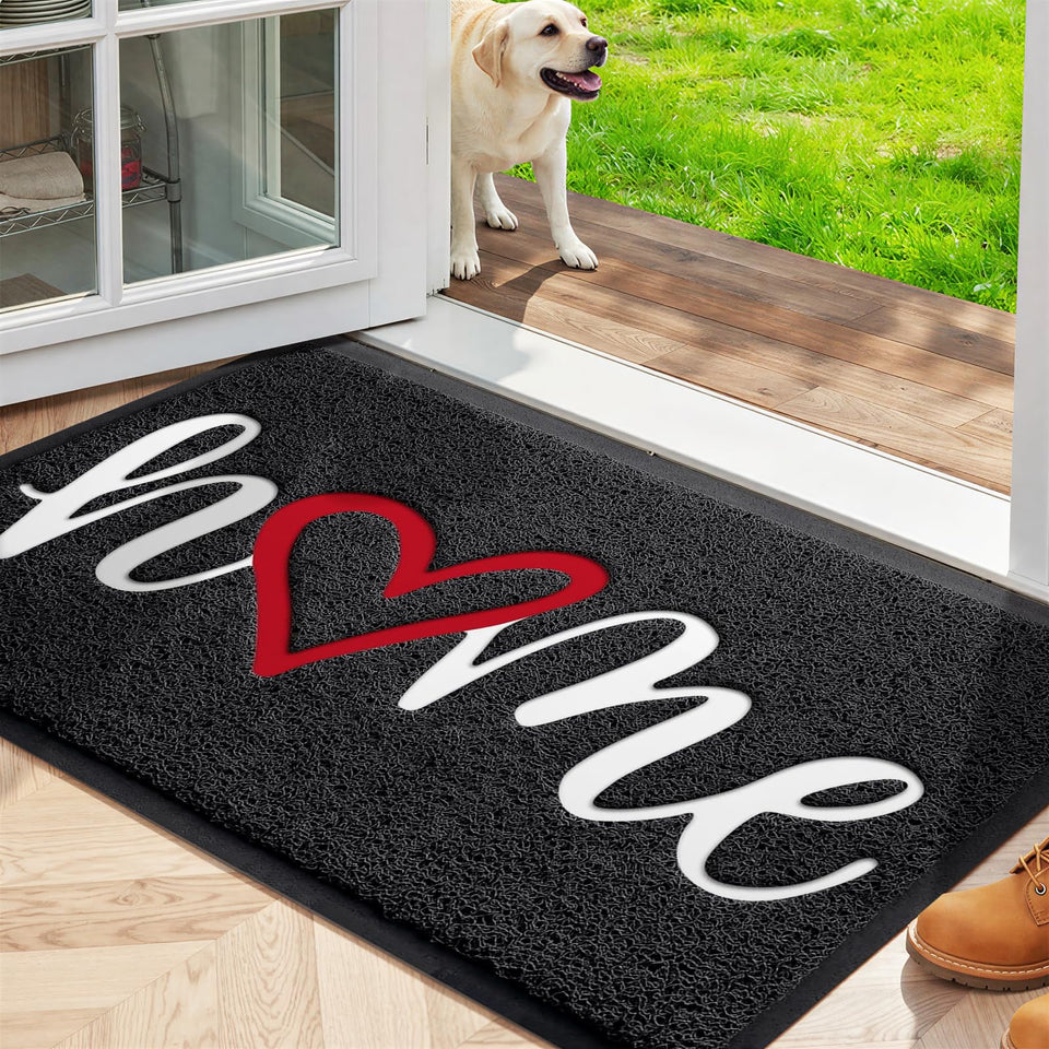StepLively door mat front entrance view catching dirt at the threshold.
