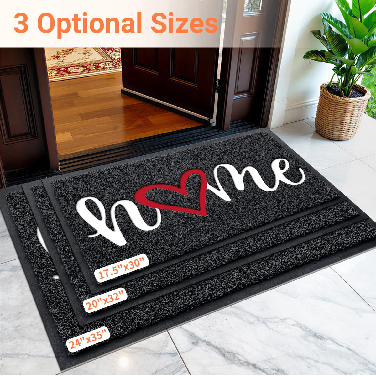 StepLively welcome mat for outdoor and indoor use in black traps dirt and keeps floors clean.