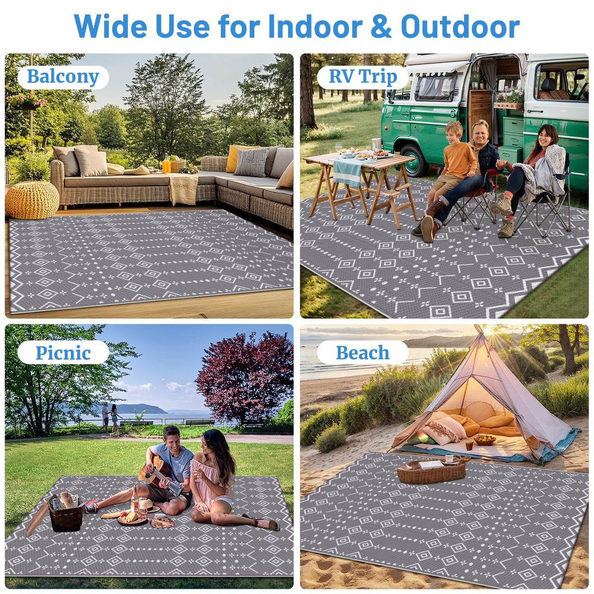 StepRite waterproof plastic straw rug, quick rinse cleanup for outdoor spaces.